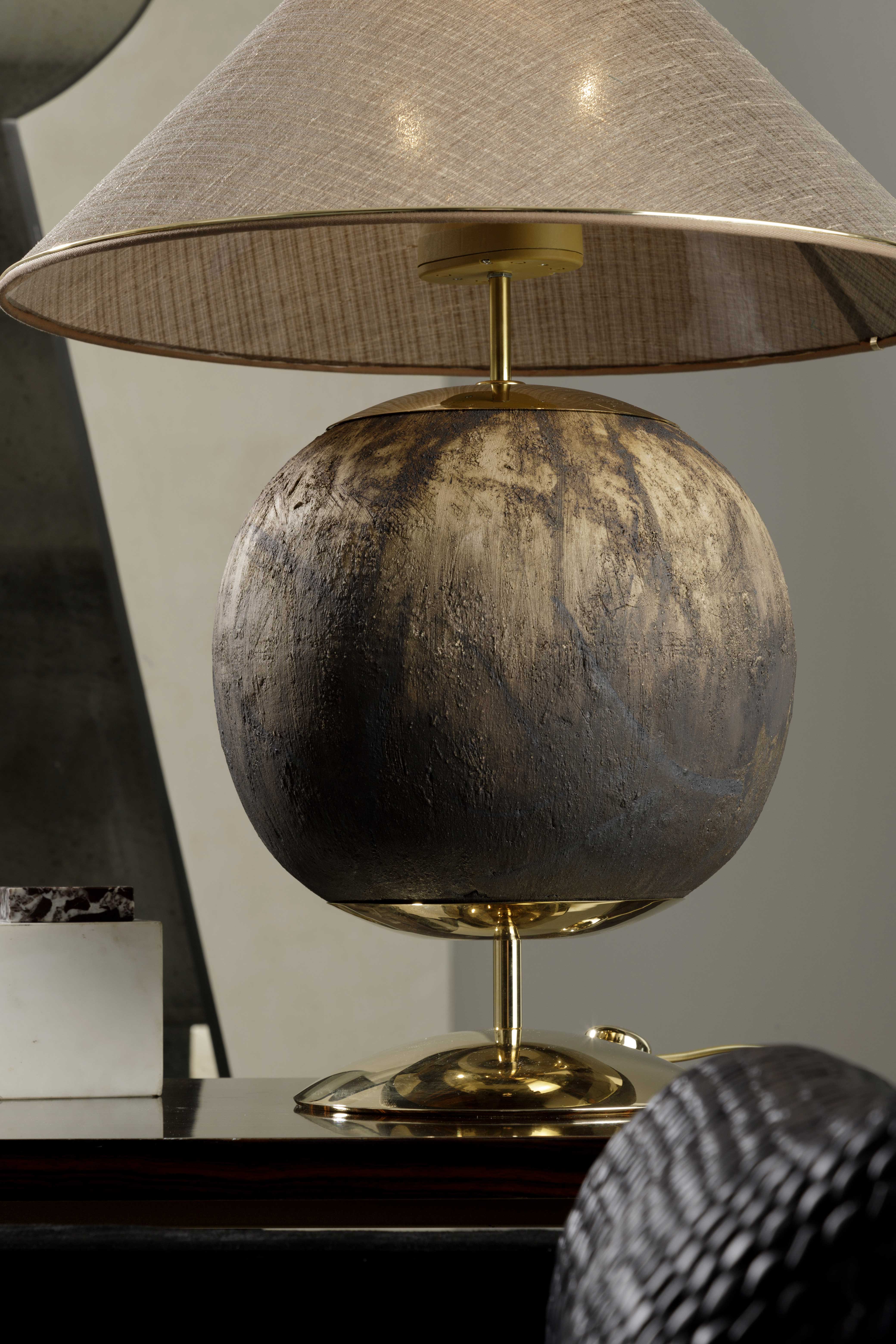 Ceramic table lamp, brass, lampshade