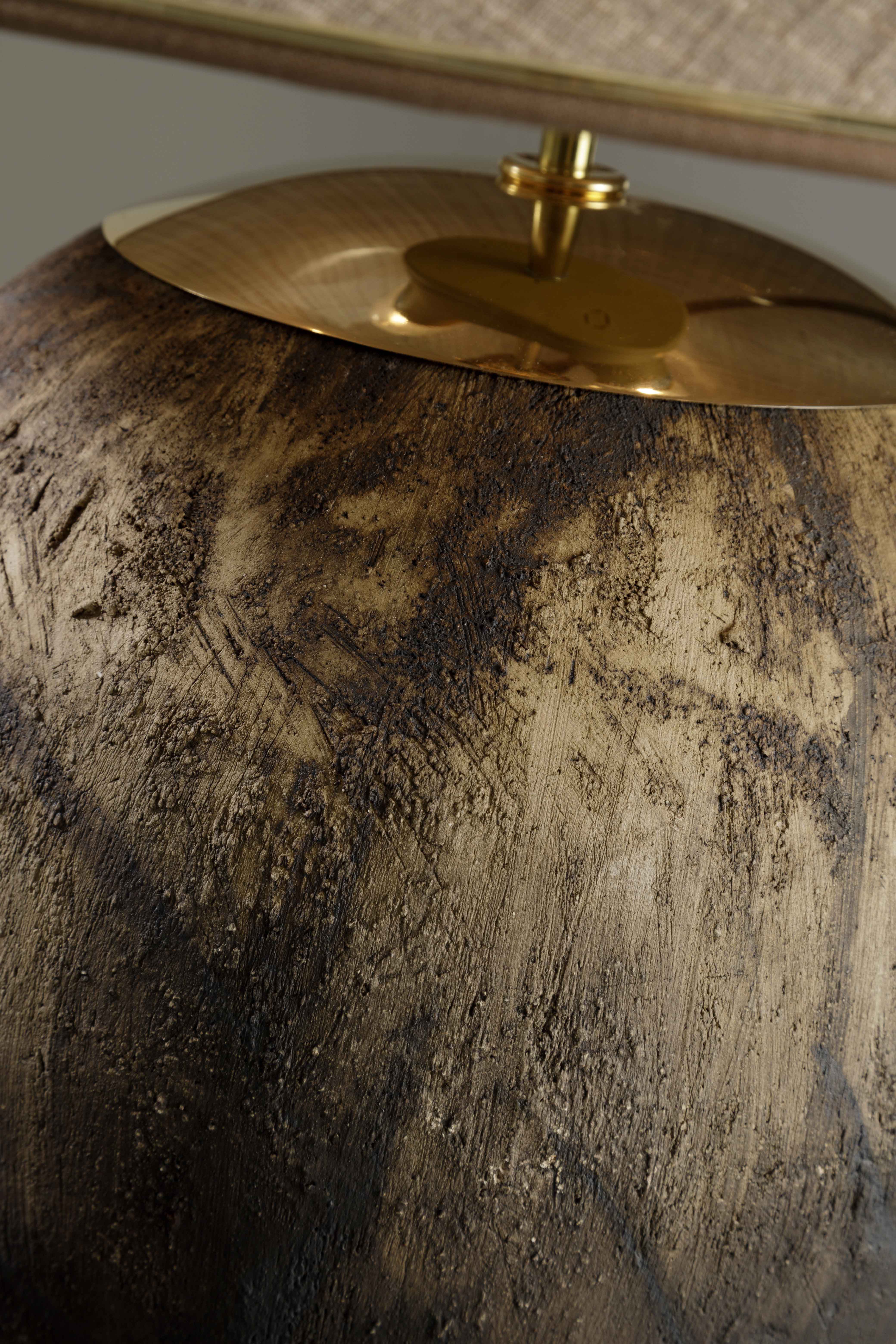 Ceramic table lamp, brass, lampshade