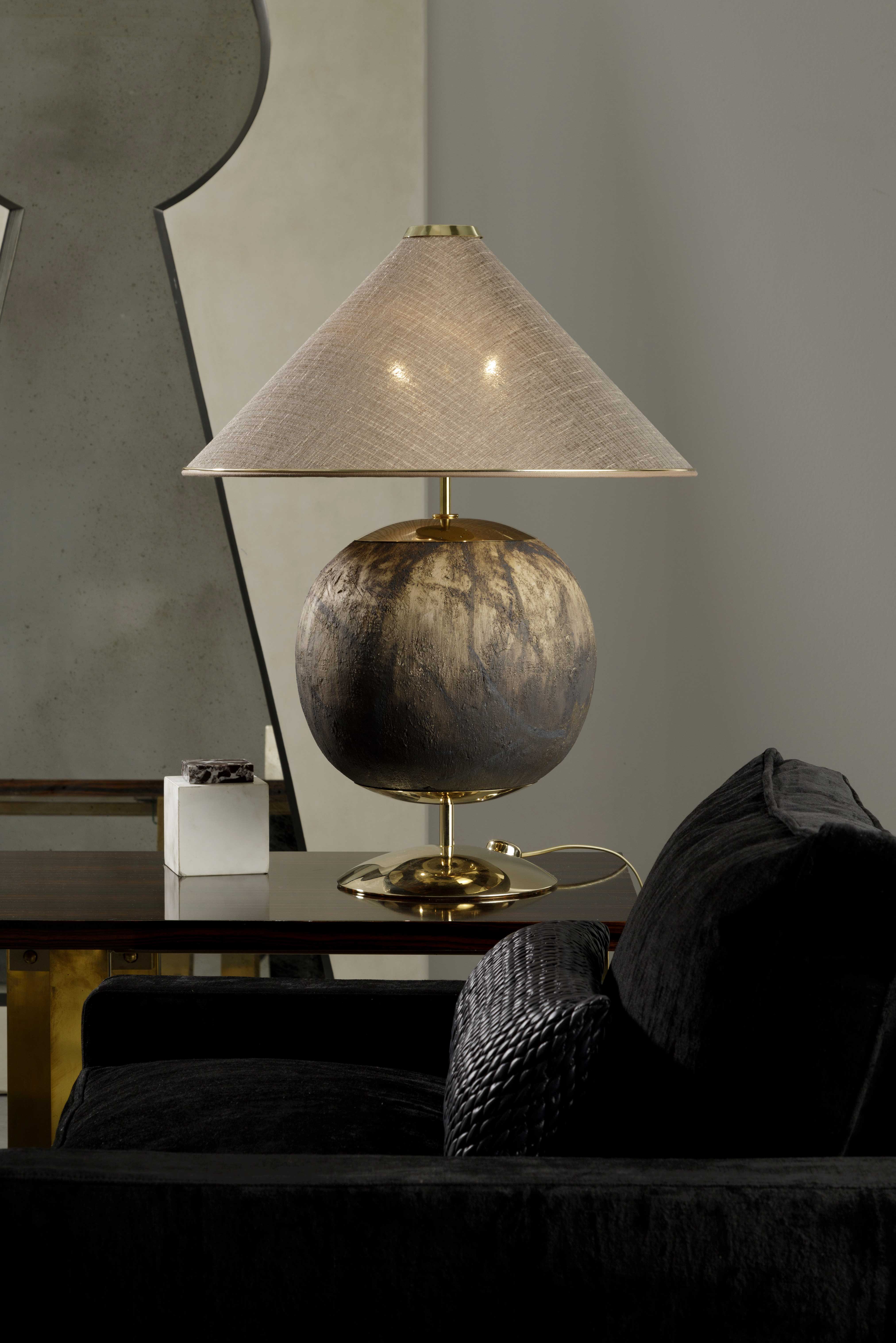 Ceramic table lamp, brass, lampshade