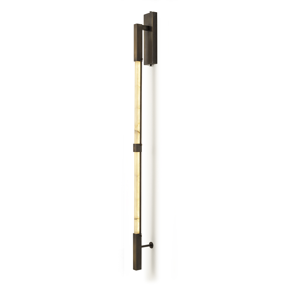 Wall lamp in burnished brass and alabaster